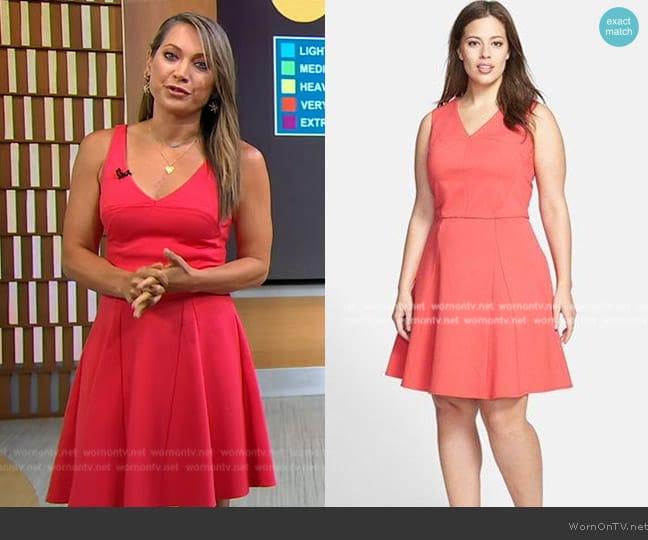 ABS by Allen Schwartz Sleeveless Fit & Flare Dress worn by Ginger Zee on Good Morning America