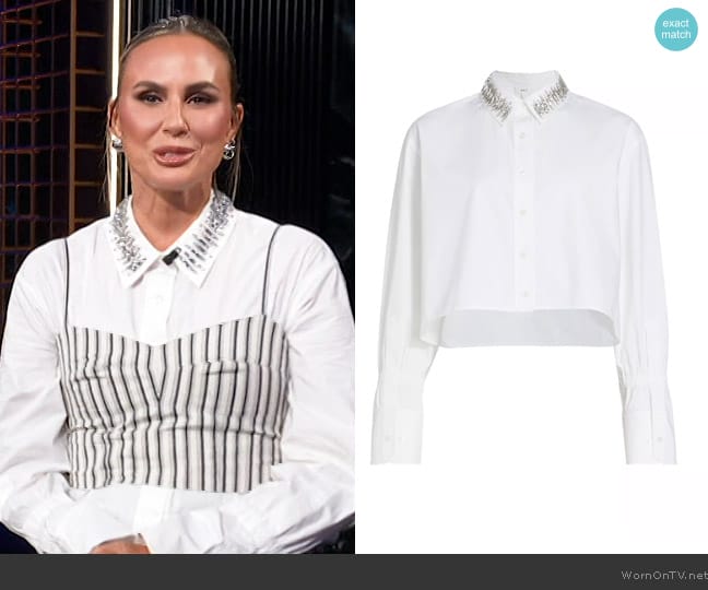 A.L.C. Monica II Embellished Cropped Shirt worn by Keltie Knight on E! News