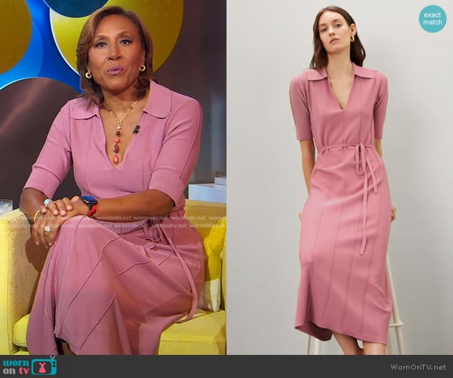 Adam Lippes Collective Knit Collar Dress worn by Robin Roberts on Good Morning America