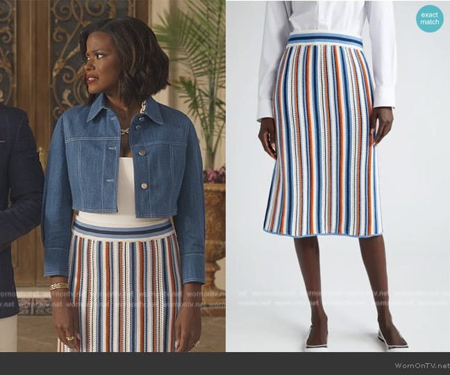 Akris Punto Stripe Open Stitch Sweater Skirt worn by Vivian Banks (Cassandra Freeman) on Bel-Air