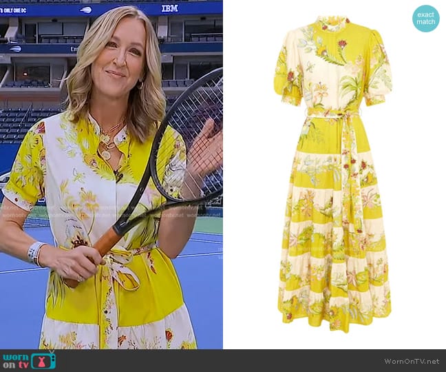 Alemais Ira Floral-print Linen Maxi Dress in Yellow worn by Lara Spencer on Good Morning America