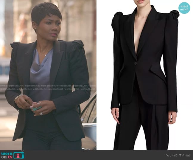 Alexander McQueen Sartorial Wool Blazer worn by Jax Stewart (Emayatzy Corinealdi) on Reasonable Doubt