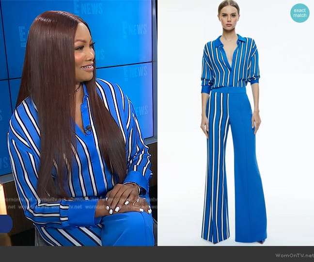 Alice + Olivia Dimitra Oversized High Button Down worn by Garcelle Beauvais on E! News