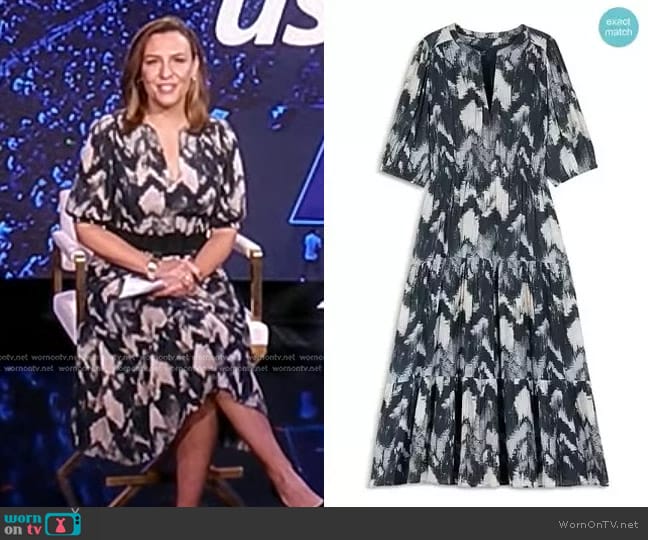 Ba&Sh Anissa Cotton Printed Midi Dress worn by Mary Bruce on Good Morning America