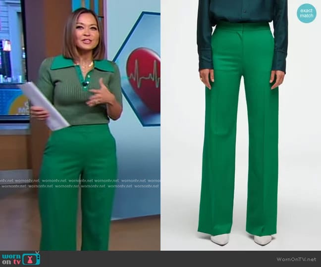 Argent Wide Leg Trouser in Kelly Green worn by Eva Pilgrim on Good Morning America