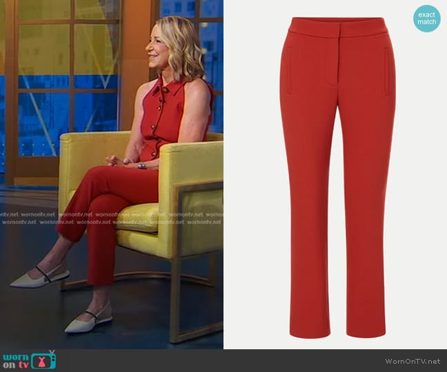 Veronica Beard Arte Pant in Brick Red worn by Chris Evert on Good Morning America