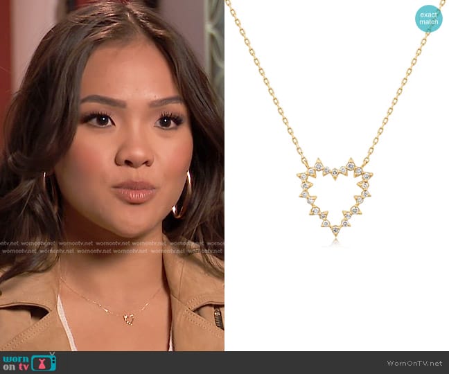 Aurelie Gi Saylor Lab-Grown Diamond Heart Necklace worn by Jenn Tran on The Bachelorette