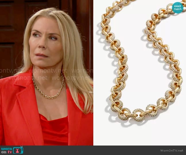 Baublebar Pavé Chain Link Necklace worn by Brooke Logan (Katherine Kelly Lang) on The Bold and the Beautiful