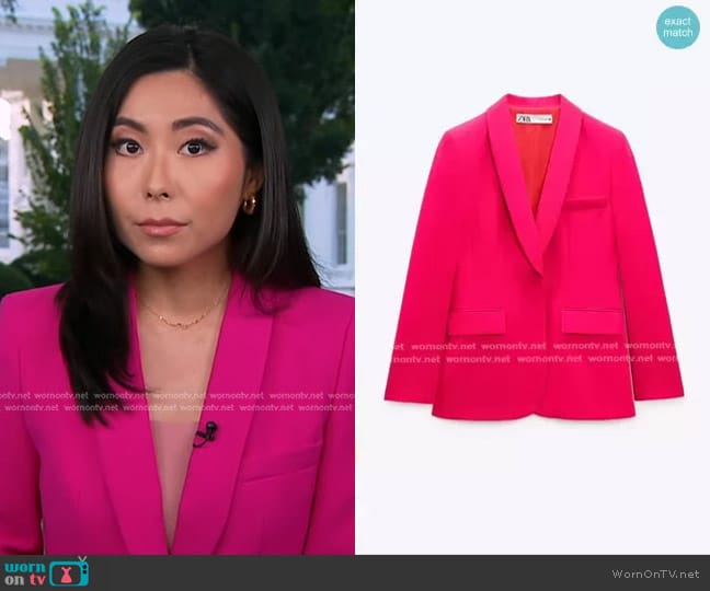 Zara Blazer with Tuxedo Collar worn by Selina Wang on Good Morning America