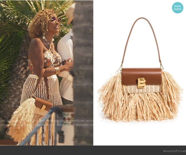 Brandon Blackwood Medium Nia Straw Bag worn by Vivian Banks (Cassandra Freeman) on Bel-Air