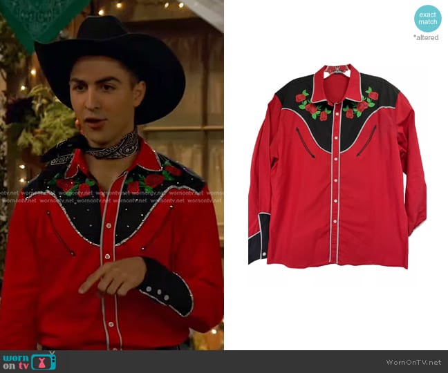 Coofandy Embroidered Western Shirt worn by Parker Preston (Trevor Tordjman) on Bunkd