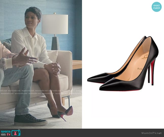 Christian Louboutin Kate 100MM Leather Pumps worn by Jax Stewart (Emayatzy Corinealdi) on Reasonable Doubt