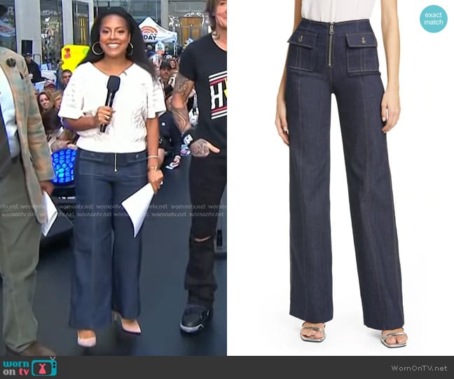 Cinq a Sept Azure Wide Leg Jeans worn by Sheinelle Jones on Today