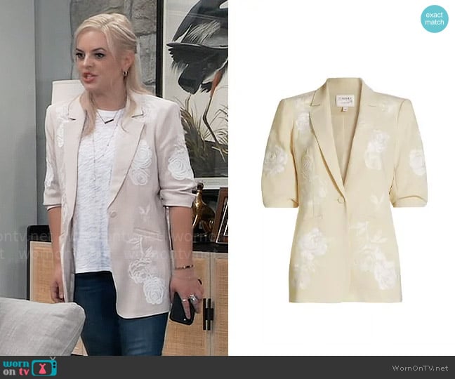 Cinq a Sept Khloe Floating Roses Blazer worn by Maxie Jones (Kirsten Storms) on General Hospital