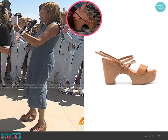 Clergerie Vogue 65mm Leather Sandals in Caramel Brown worn by Hoda Kotb on Today