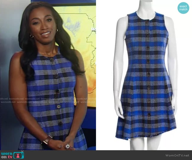 Derek Lam 10 Crosby Plaid Woven Button-Front A-Line Dress worn by Brittany Bell on Good Morning America