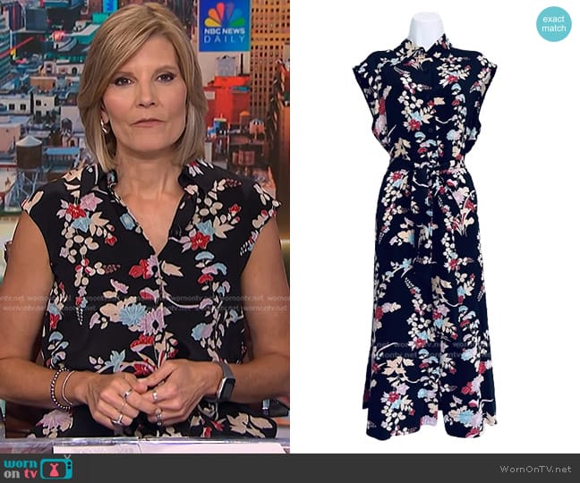 Diane von Furstenberg Floral Silk Dress in Black worn by Kate Snow on NBC News Daily