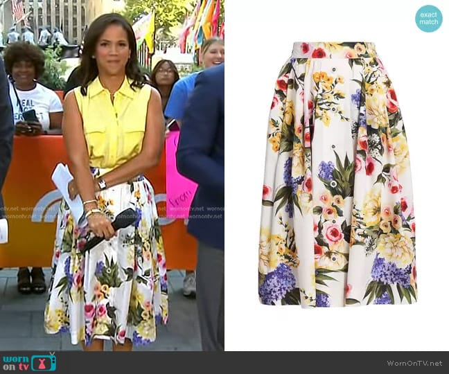 Dolce & Gabbana Floral Print Poplin Midi Skirt worn by Laura Jarrett on Today