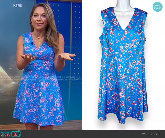 Draper James Floral Sleeveless Dress worn by Ginger Zee on Good Morning America