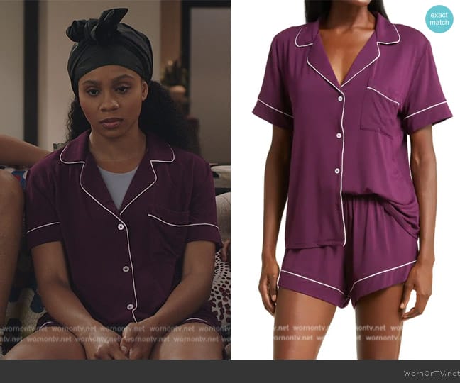 Eberjey Gisele Relaxed Jersey Knit Pajama Set worn by Simone (Geffri Hightower) on All American Homecoming