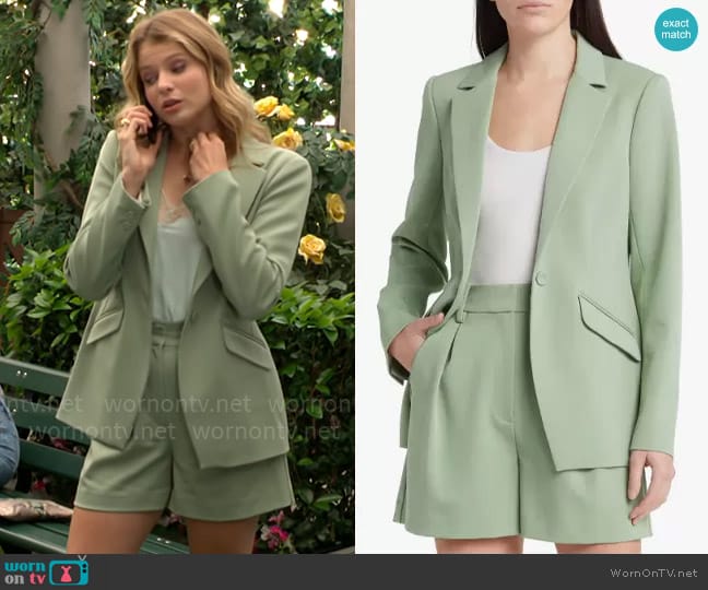 Favorite Daughter The Favorite Blazer in Basil worn by Summer Newman (Allison Lanier) on The Young and the Restless