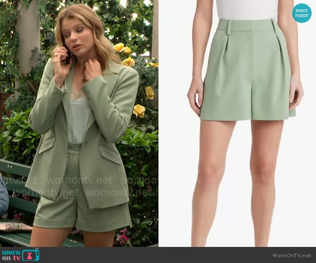 Favorite Daughter The Favorite Shorts in Basil worn by Summer Newman (Allison Lanier) on The Young and the Restless