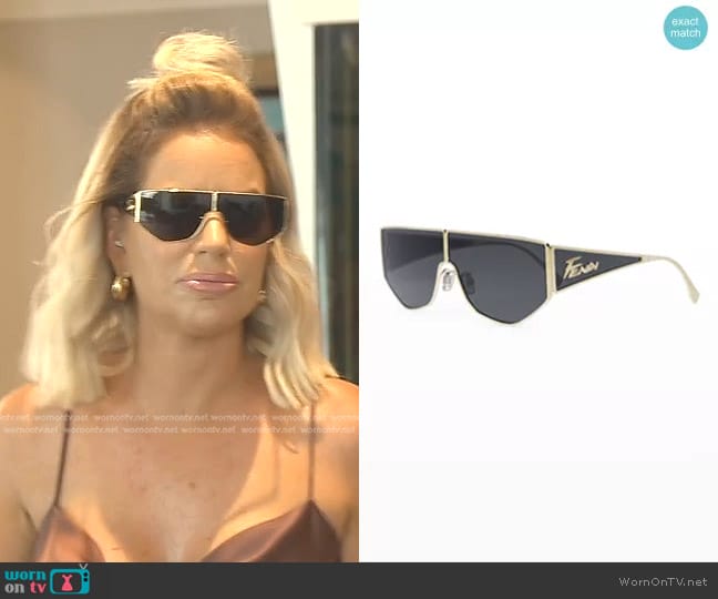 Fendi Disco FE Shield Sunglasses worn by Caroline Stanbury (Caroline Stanbury) on The Real Housewives of Dubai