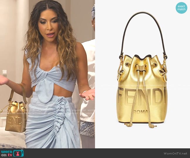 Fendi Mon Tresor Mini Bag in Gold worn by Taleen Marie (Taleen Marie) on The Real Housewives of Dubai