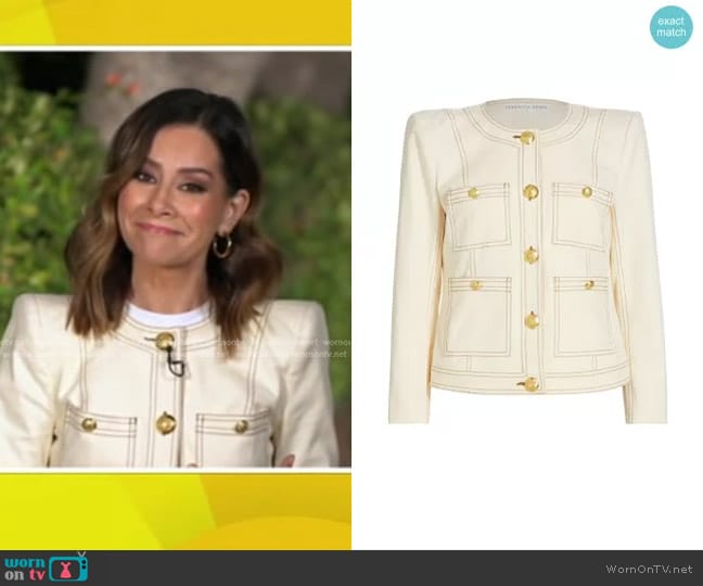 Veronica Beard Ferazia Jacket in Ecru worn by Rebecca Jarvis on Good Morning America