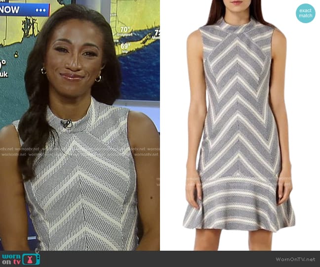 Karen Millen Fit and Flare Zigzag Tweed Dress worn by Brittany Bell on Good Morning America