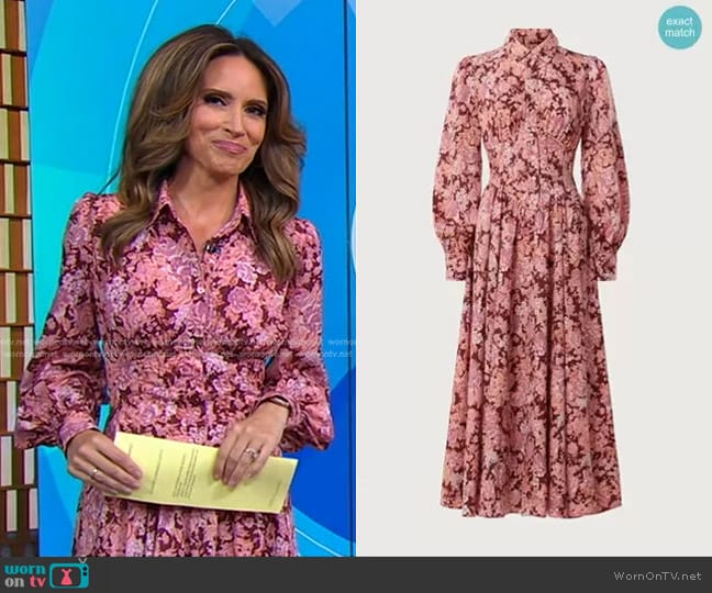 Derek Lam Collective Floral Midi Shirt Dress worn by Rhiannon Ally on Good Morning America