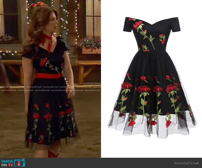  Vintage Flower Embroidery Dress worn by Victoria Vance (Jordan Clark) on Bunkd