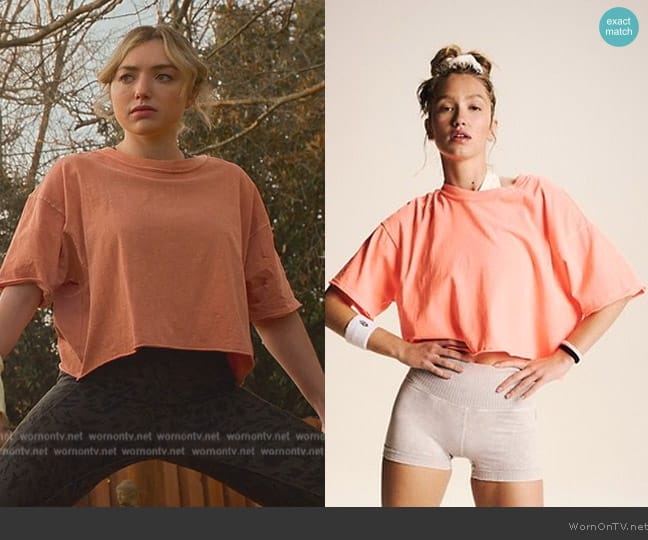 Free People Movement Inspire Tee in Hot Watermelon worn by Tory Nichols (Peyton List) on Cobra Kai