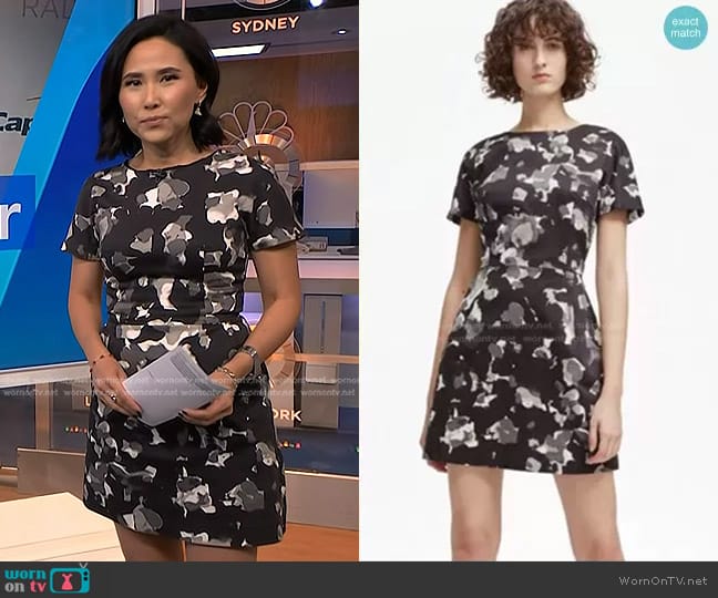 French Connection Ball Camo Print Dress worn by Vicky Nguyen on NBC News Daily