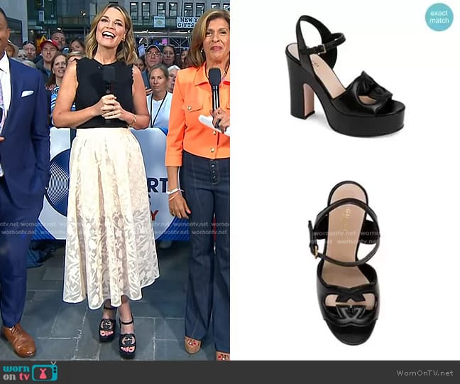 Gucci Cutout Platform Heeled Sandals worn by Savannah Guthrie on Today