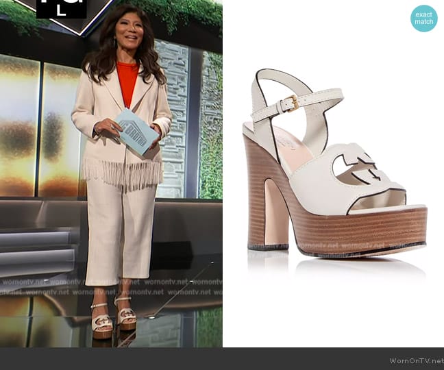 Gucci Cutout leather platform sandals worn by Julie Chen on Big Brother