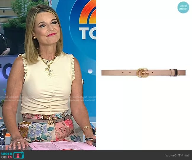 Gucci Reversible Logo-Plaque Belt worn by Savannah Guthrie on Today