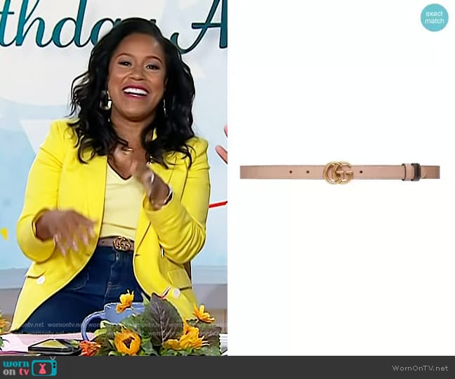 Gucci Reversible Logo-Plaque Belt worn by Sheinelle Jones on Today