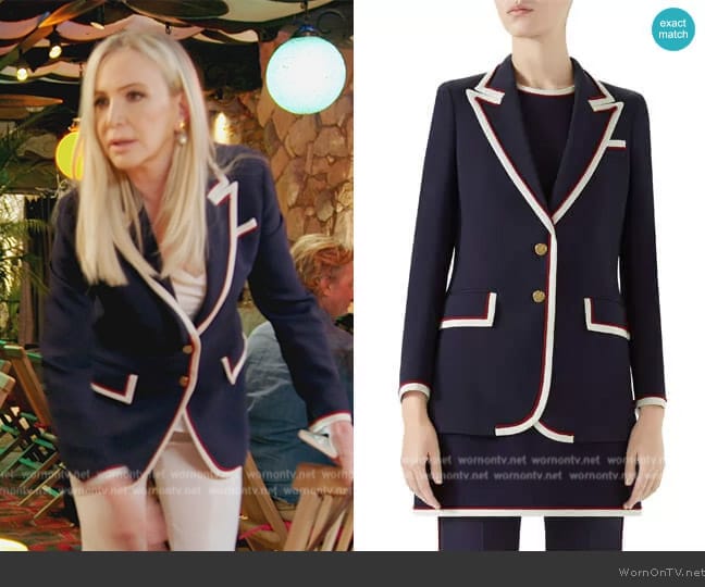 Gucci Peak Lapel Stretch Cady Blazer worn by Shannon Beador on The Real Housewives of Orange County