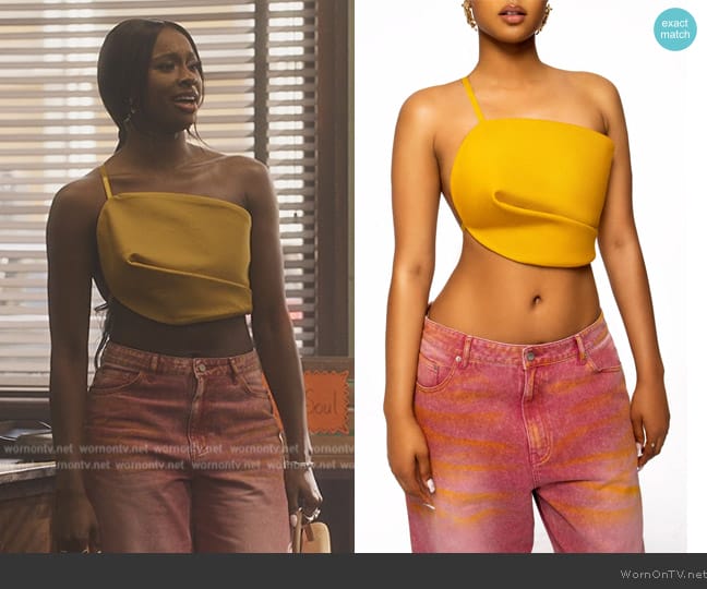 Hanifa Rozi Petal Top worn by Hilary Banks (Coco Jones) on Bel-Air