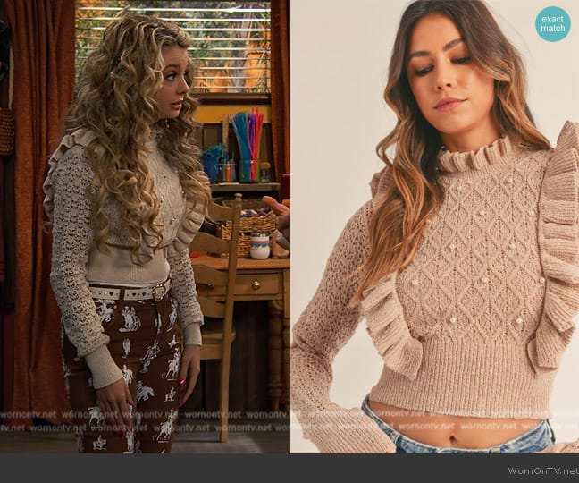 Bare Rags Hollan Pearl Sweater worn by Destiny Baker (Mallory James Mahoney) on Bunkd