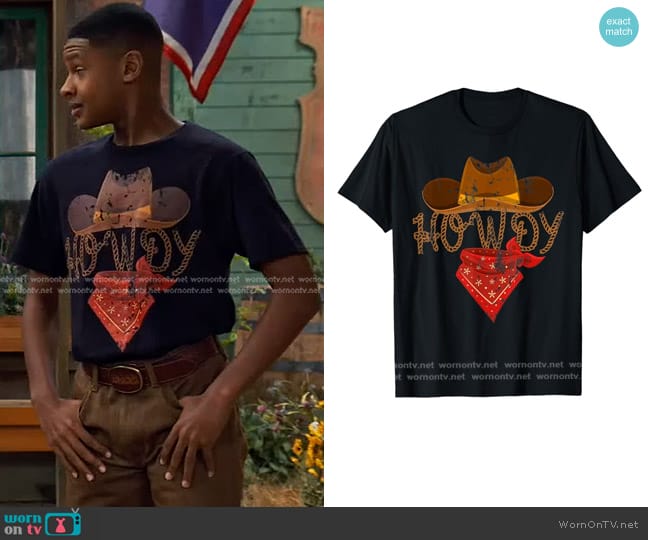 Western Cowboy Tees at Amazon Howdy T-Shirt worn by Bill (Alfred Lewis) on Bunkd