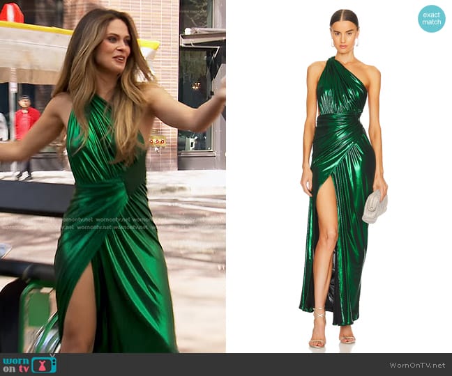 J.Angelique Valeria Dress in Emerald Metallic worn by Kelsey Anderson on The Bachelorette