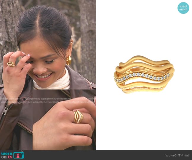 Jamie Turner 18K Gold Sierra Statement Ring with Diamonds worn by Jenn Tran on The Bachelorette