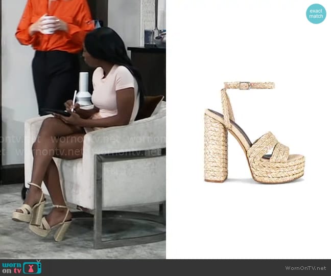 Jeffrey Campbell Yawl Platform Heeled Sandal worn by Trina Robinson (Tabyana Ali) on General Hospital