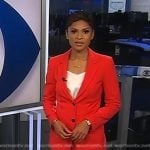 Jericka Duncan’s red blazer and pant suit on CBS Evening News