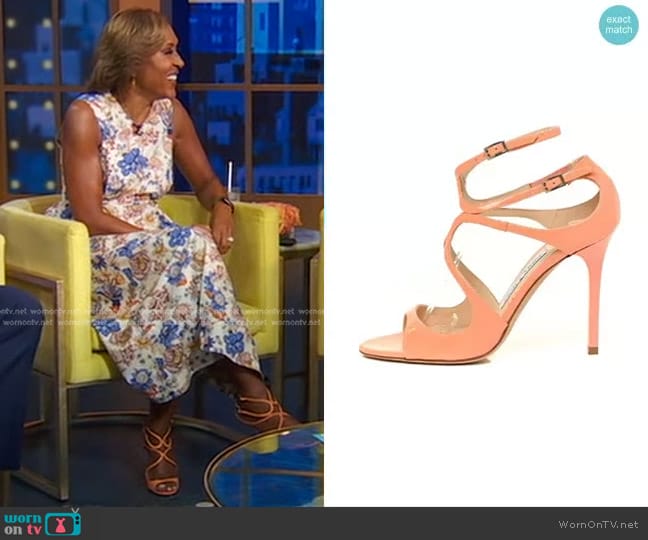 Jimmy Choo Patent Calfskin Lang Sandals worn by Robin Roberts on Good Morning America