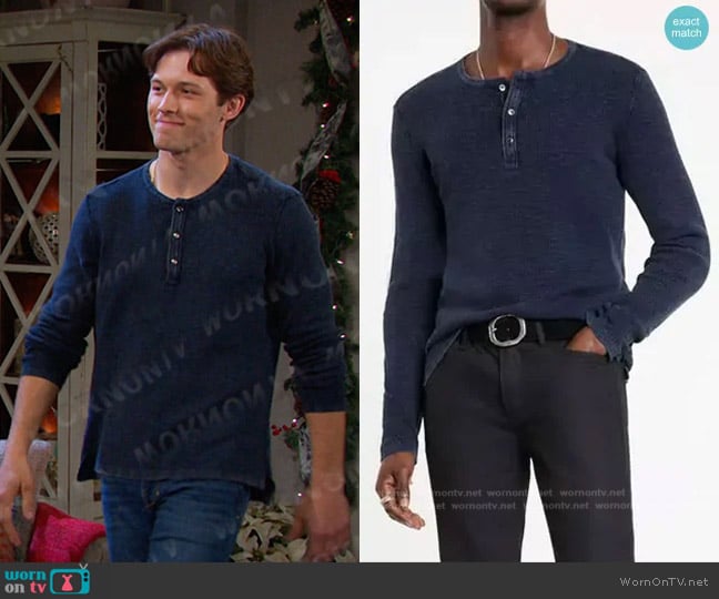 Tate’s navy henley shirt on Days of our Lives