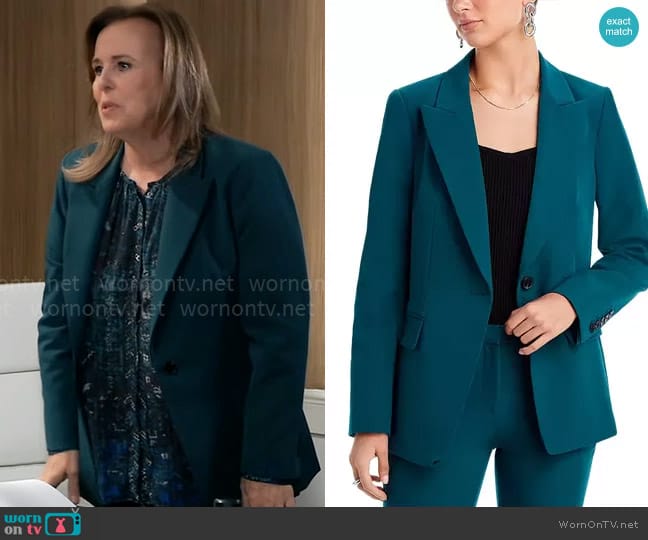 Kobi Halperin Jordi Jacket in Sea Moss worn by Laura Collins (Genie Francis) on General Hospital