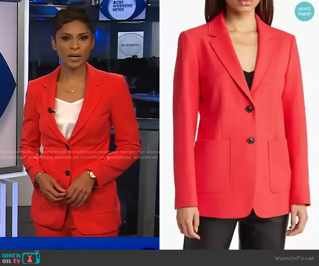 Kobi Halperin Waverly Blazer in Fire worn by Jericka Duncan on CBS Evening News